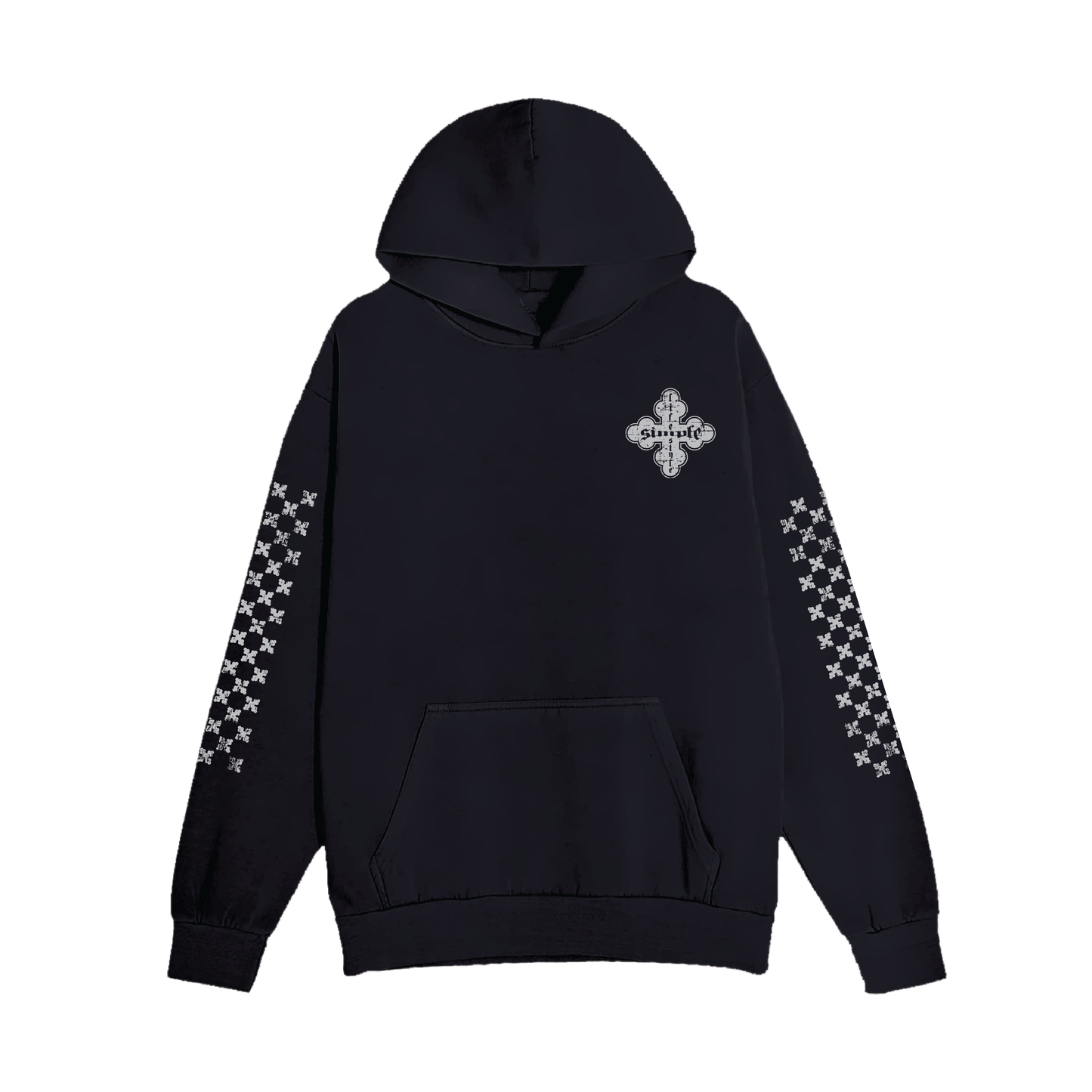 Cross Pullover Heavyweight Hoodie - Black